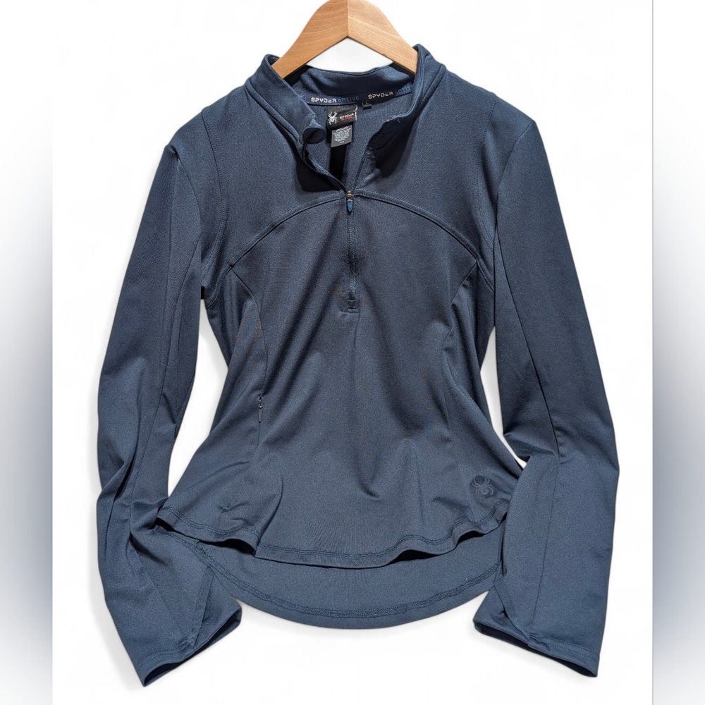 Spyder Active Half-Zip Women's LG Navy Athletic Performance Long Sleeve Top